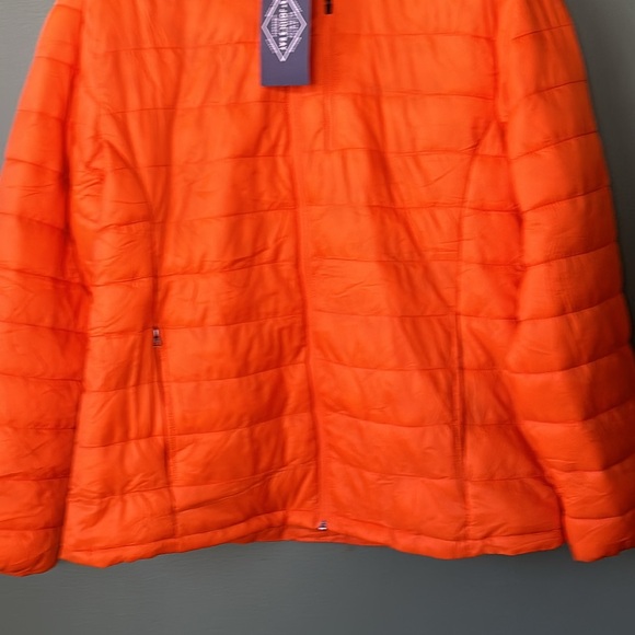 New men Sz XL packable puffer zip up orange casual light travel jacket coat - Picture 3 of 10